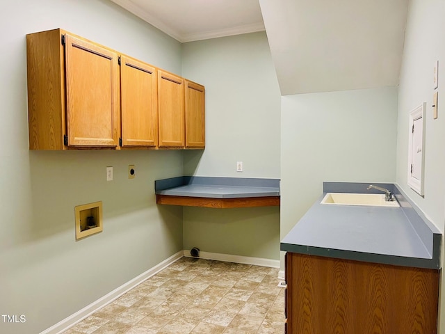 1512 Cumberland Rd, Chapel Hill, NC 27514 - washroom featuring cabinet space, electric dryer hookup, washer hookup, baseboards, and a desk