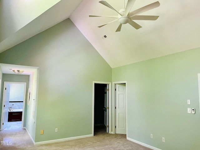 1512 Cumberland Rd, Chapel Hill, NC 27514 - unfurnished bedroom with high vaulted ceiling, light colored carpet, baseboards, and a sink