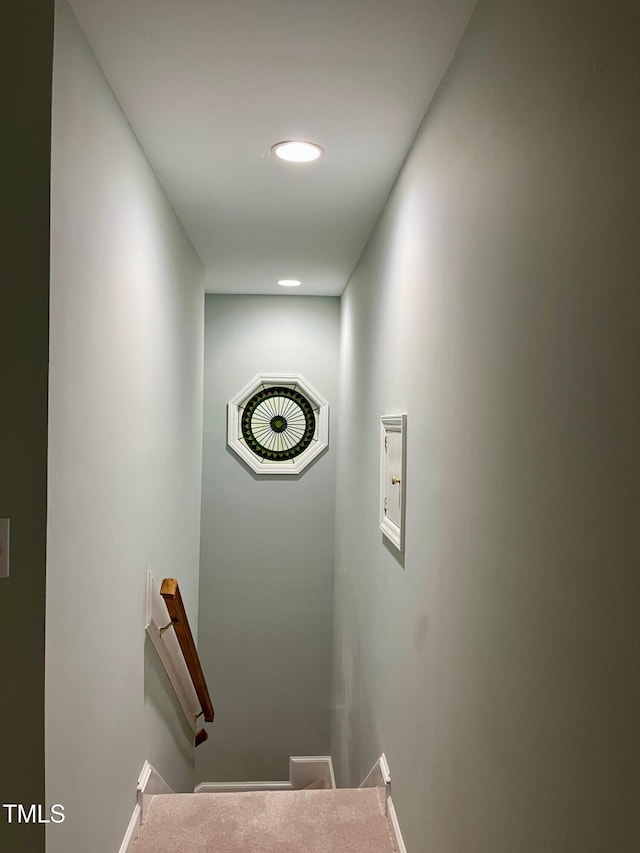 1512 Cumberland Rd, Chapel Hill, NC 27514 - staircase featuring baseboards and recessed lighting