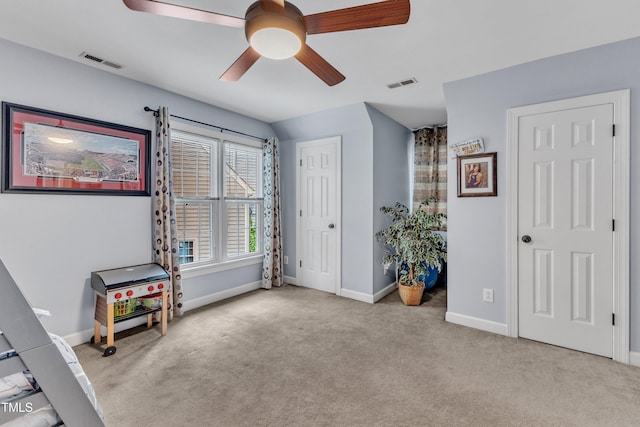 7613 Percy Ct, Raleigh, NC 27613 - playroom with ceiling fan, carpet floors, and baseboards