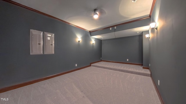 3408 Mount Pisgah Way, Cary, NC 27519 - home theater with carpet, crown molding, and baseboards