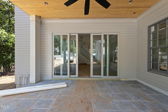 1229 Dixie Trl, Raleigh, NC 27607 - entrance to property with a ceiling fan and a patio