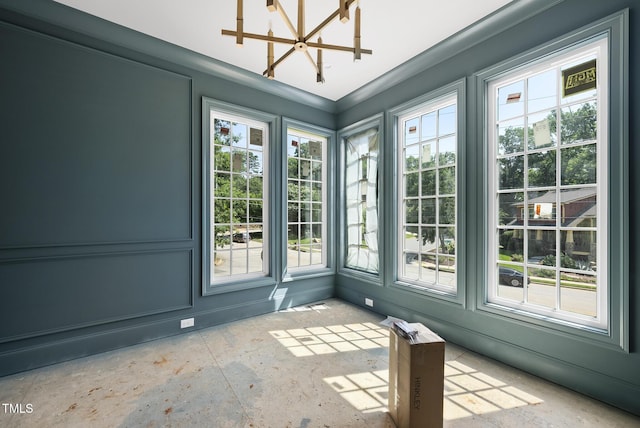 1229 Dixie Trl, Raleigh, NC 27607 - unfurnished sunroom with a chandelier