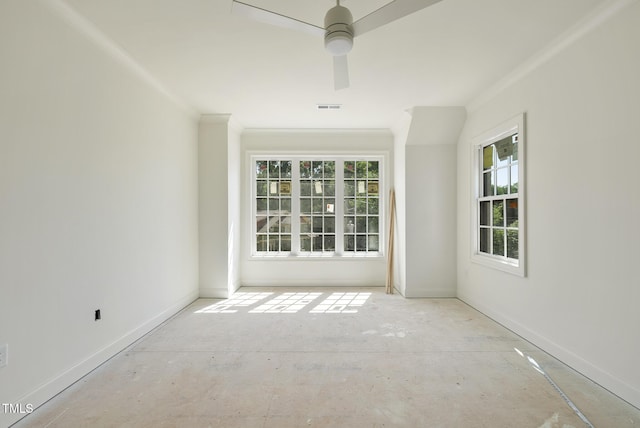 1229 Dixie Trl, Raleigh, NC 27607 - unfurnished room with ornamental molding and a ceiling fan