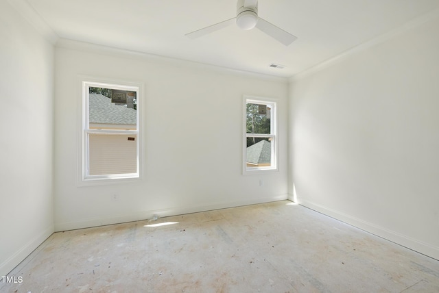 1229 Dixie Trl, Raleigh, NC 27607 - unfurnished room with ornamental molding and ceiling fan