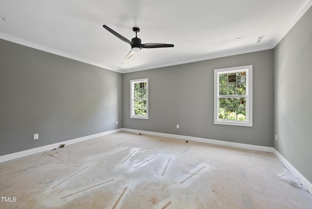 1229 Dixie Trl, Raleigh, NC 27607 - unfurnished room with ornamental molding and ceiling fan