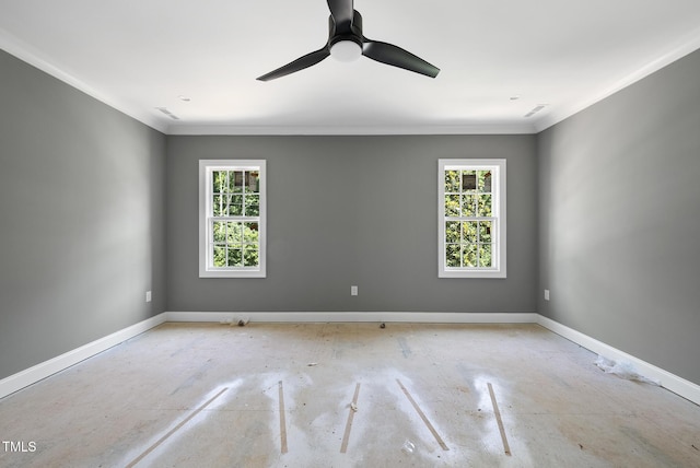 1229 Dixie Trl, Raleigh, NC 27607 - spare room featuring crown molding and ceiling fan