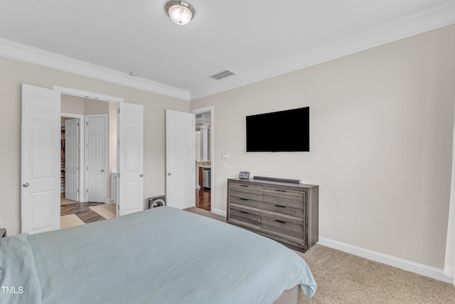 1808 Pennypacker Ln, Durham, NC 27703 - bedroom with ornamental molding, baseboards, and carpet floors