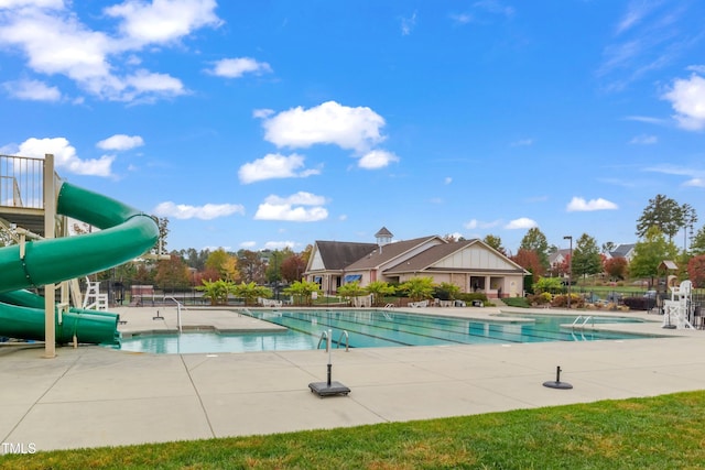 1808 Pennypacker Ln, Durham, NC 27703 - community pool with a water slide and a patio