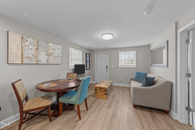 5412 Farley Dr, Raleigh, NC 27609 - dining space with light wood-style floors and baseboards