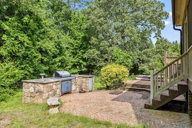 4720 Yates Mill Pond Rd, Raleigh, NC 27606 - view of yard featuring an outdoor kitchen, a patio, and view of scattered trees