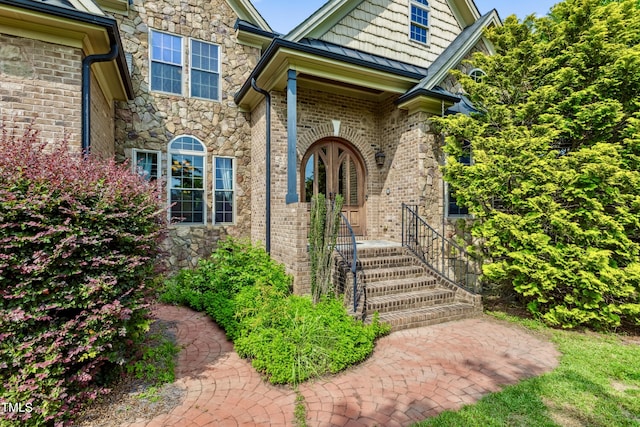 4720 Yates Mill Pond Rd, Raleigh, NC 27606 - property entrance with stone siding and brick siding