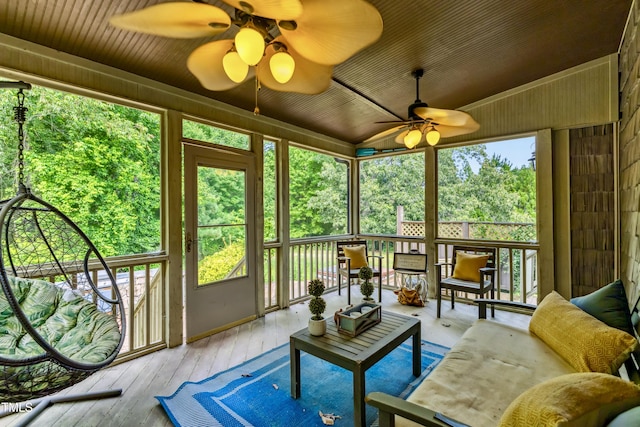 4720 Yates Mill Pond Rd, Raleigh, NC 27606 - sunroom with a ceiling fan and an outdoor living space