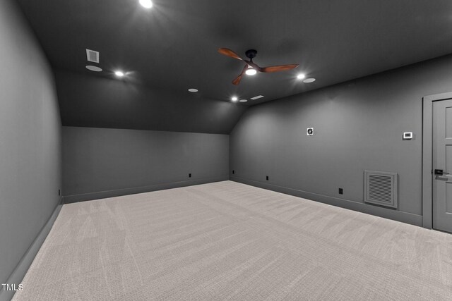 15517 Possum Track Rd, Raleigh, NC 27614 - carpeted spare room with lofted ceiling, ceiling fan, recessed lighting, and baseboards