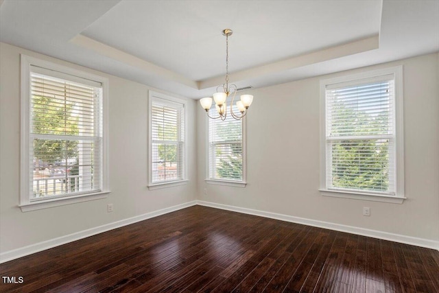 125 Durban Meadow Dr, Holly Springs, NC 27540 - unfurnished room with a raised ceiling, a chandelier, healthy amount of natural light, and baseboards