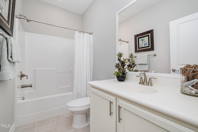 43 Salt Cedar Ln, Chapel Hill, NC 27516 - full bathroom featuring vanity, shower / tub combo with curtain, toilet, and tile patterned floors