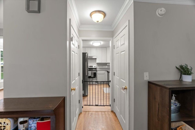 2750 Michelle Ct, Creedmoor, NC 27522 - hall with light wood finished floors and crown molding