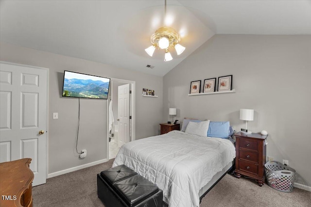 2750 Michelle Ct, Creedmoor, NC 27522 - bedroom with carpet floors, vaulted ceiling, and connected bathroom