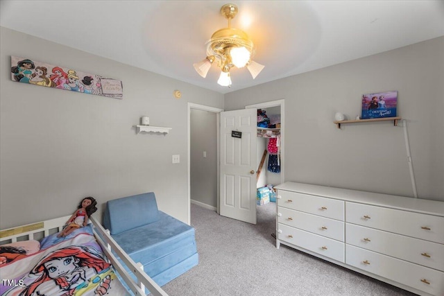 2750 Michelle Ct, Creedmoor, NC 27522 - bedroom with light carpet, ceiling fan, and a closet
