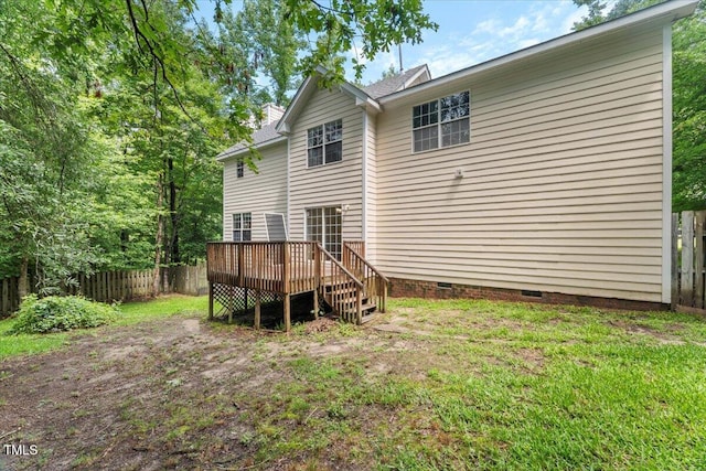 2750 Michelle Ct, Creedmoor, NC 27522 - rear view of property with crawl space and a wooden deck