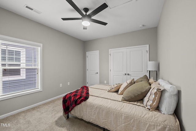 6313 Kayton St, Raleigh, NC 27616 - bedroom with carpet floors, baseboards, a closet, and ceiling fan
