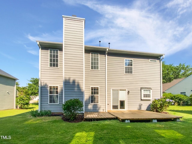 117 Brierridge Dr, Apex, NC 27502 - back of house featuring a deck, a yard, and a chimney