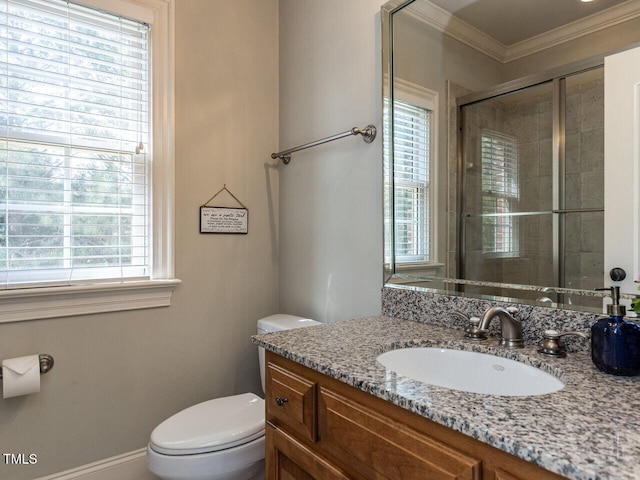 5768 Cavanaugh Dr, Raleigh, NC 27614 - bathroom featuring vanity, tiled shower, and ornamental molding