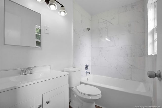 4709 Alamance Rd, Fayetteville, NC 28304 - full bathroom featuring vanity, healthy amount of natural light, toilet, and shower / bath combination