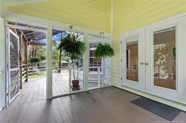 1718 Carthage St, Sanford, NC 27330 - doorway with french doors and wood-type flooring