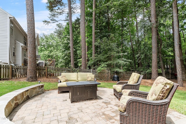 2422 Castleburg Dr, Apex, NC 27523 - fenced backyard with a patio and an outdoor living space