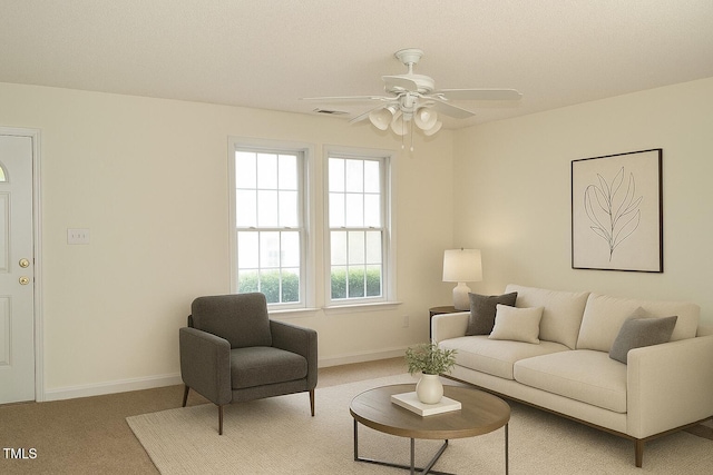 5100 Mass Rock Dr, Raleigh, NC 27610 - living room featuring carpet and ceiling fan