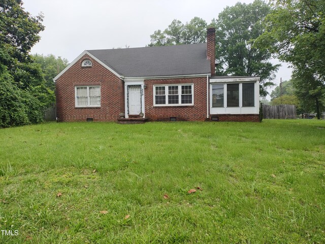 339 E Meadow Rd, Eden, NC 27288 - view of front of house with a chimney, crawl space, and brick siding