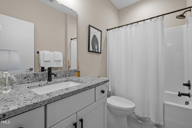 515 N Churton St Unit 203, Hillsborough, NC 27278 - full bath featuring vanity, toilet, shower / bath combo with shower curtain, and tile patterned floors