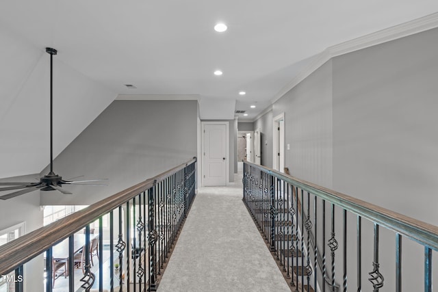 204 Franconia Way, Apex, NC 27502 - corridor with recessed lighting, ornamental molding, and carpet flooring