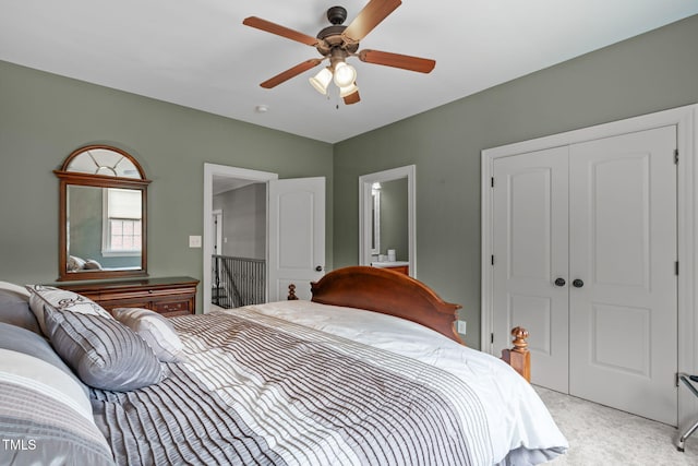 204 Franconia Way, Apex, NC 27502 - bedroom featuring a closet, light colored carpet, and ceiling fan