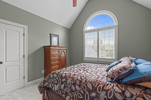 204 Franconia Way, Apex, NC 27502 - bedroom featuring carpet floors, lofted ceiling, and ceiling fan