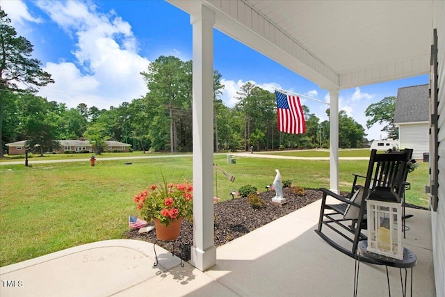 607 Laurel Lake Rd, Salemburg, NC 28385 - view of patio with view of wooded area