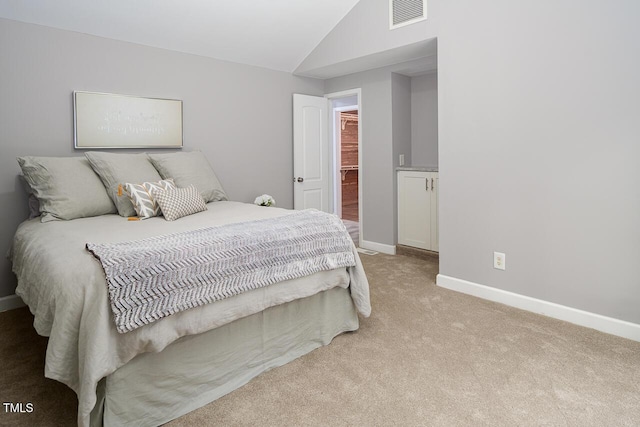 123 Becket Bnd, Pittsboro, NC 27312 - bedroom featuring lofted ceiling, baseboards, and light carpet