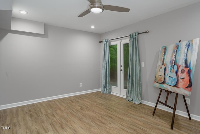 123 Becket Bnd, Pittsboro, NC 27312 - unfurnished room featuring light wood-style floors, baseboards, ceiling fan, and recessed lighting