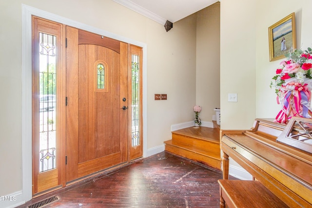 1770 Gentry Ridge Rd, Roxboro, NC 27574 - foyer entrance featuring dark wood-style flooring, crown molding, and baseboards