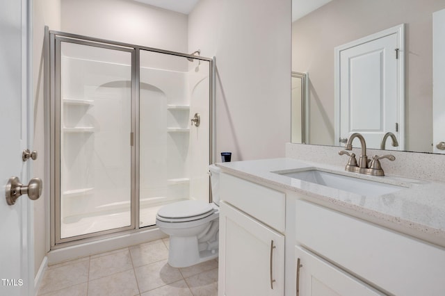 31 Pascoli Ct, Clayton, NC 27527 - bathroom with a shower stall, vanity, toilet, and tile patterned floors