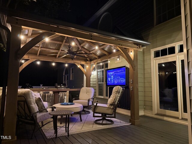 6553 Vintage Ridge Ln, Fuquay Varina, NC 27526 - wooden terrace with a gazebo and ceiling fan