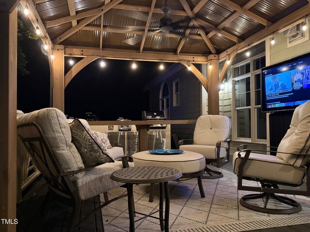 6553 Vintage Ridge Ln, Fuquay Varina, NC 27526 - view of patio with a gazebo and ceiling fan