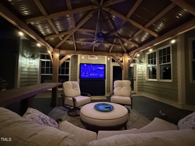 6553 Vintage Ridge Ln, Fuquay Varina, NC 27526 - cinema featuring beam ceiling and a ceiling fan