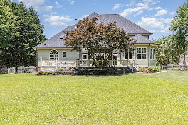 6553 Vintage Ridge Ln, Fuquay Varina, NC 27526 - rear view of property with roof with shingles and a wooden deck