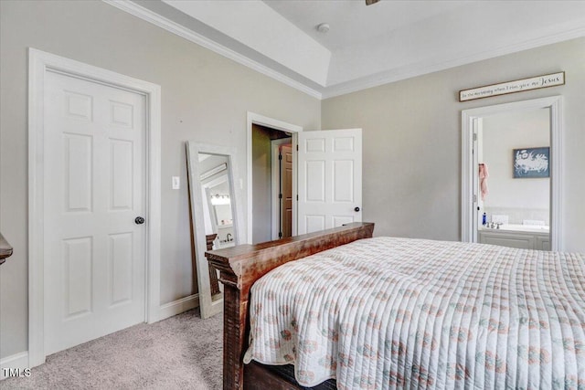 103 Kayla Marie Ln, Goldsboro, NC 27530 - bedroom featuring carpet, ensuite bath, baseboards, and ornamental molding