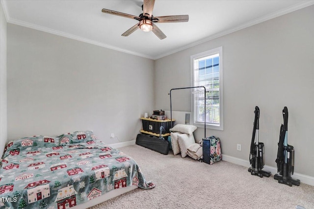103 Kayla Marie Ln, Goldsboro, NC 27530 - carpeted bedroom with baseboards, crown molding, and ceiling fan