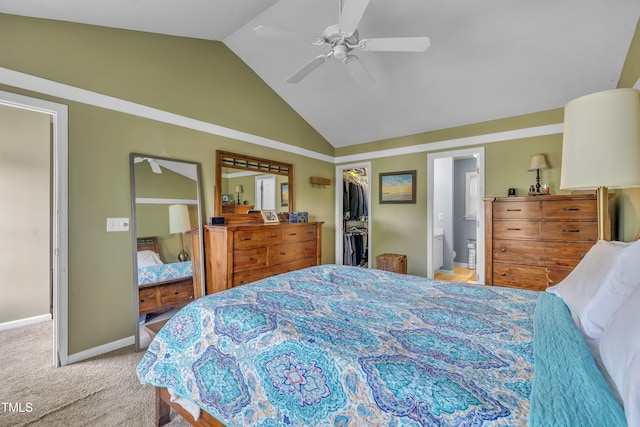 120 Feezor Ct, Clayton, NC 27527 - bedroom featuring a spacious closet, carpet floors, a closet, ensuite bath, and a ceiling fan