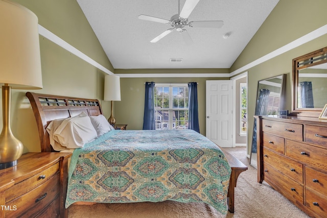 120 Feezor Ct, Clayton, NC 27527 - bedroom with vaulted ceiling, light colored carpet, and ceiling fan