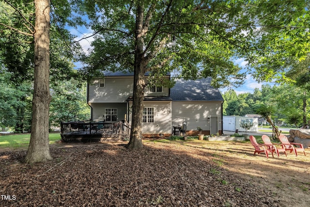120 Feezor Ct, Clayton, NC 27527 - back of house with a wooden deck and crawl space
